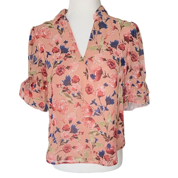 Maven West Floral Layered Tie Sleeve Blouse - XS - Picture 1 of 11